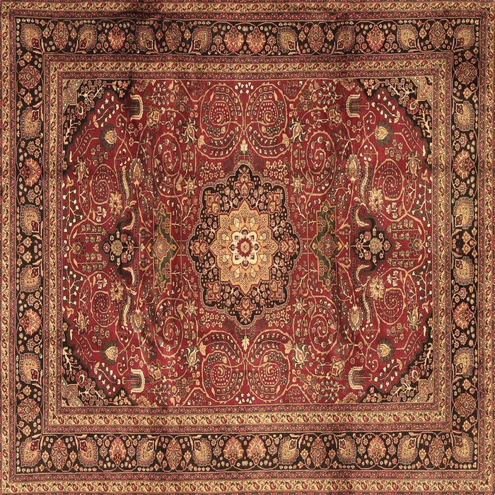 Square Machine Washable Persian Brown Traditional Rug, wshtr4093brn