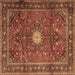 Square Machine Washable Persian Brown Traditional Rug, wshtr4093brn