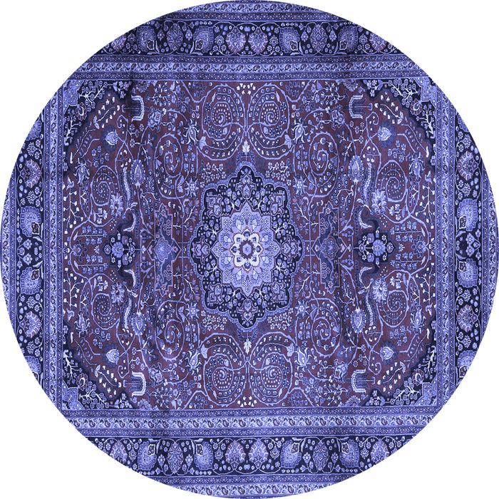 Round Persian Blue Traditional Rug, tr4093blu