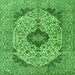 Round Machine Washable Persian Green Traditional Area Rugs, wshtr4094grn