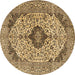 Round Persian Brown Traditional Rug, tr4094brn