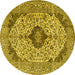 Round Persian Yellow Traditional Rug, tr4094yw