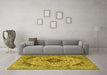 Machine Washable Persian Yellow Traditional Rug in a Living Room, wshtr4094yw