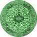 Round Persian Emerald Green Traditional Rug, tr4094emgrn