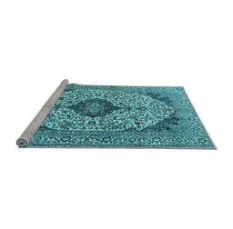Sideview of Machine Washable Persian Light Blue Traditional Rug, wshtr4094lblu