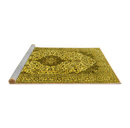 Sideview of Machine Washable Persian Yellow Traditional Rug, wshtr4094yw