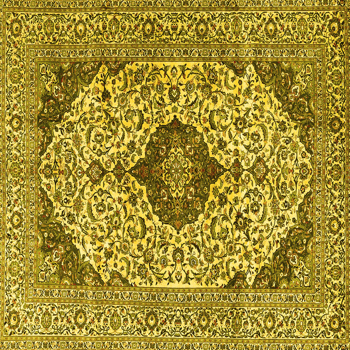Square Machine Washable Persian Yellow Traditional Rug, wshtr4094yw