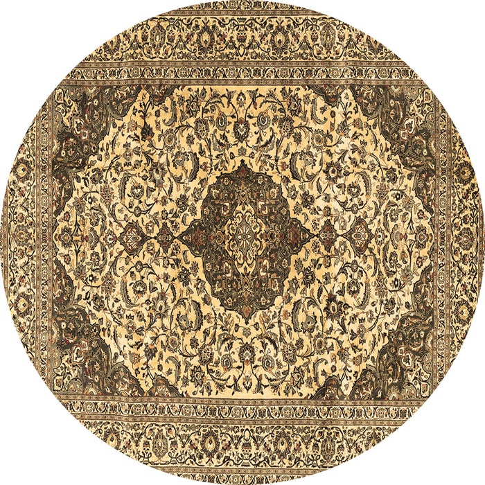 Round Machine Washable Persian Brown Traditional Rug, wshtr4094brn