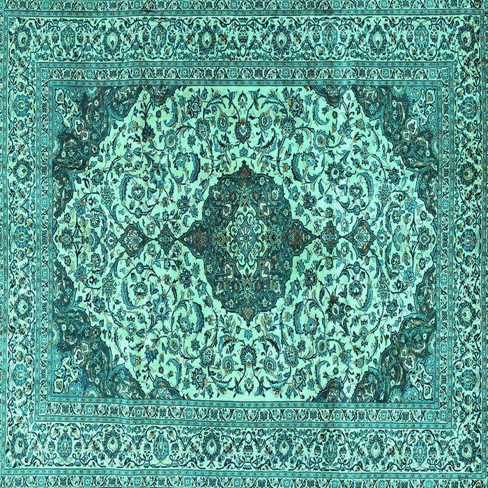 Square Machine Washable Persian Turquoise Traditional Area Rugs, wshtr4094turq