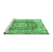 Sideview of Machine Washable Persian Emerald Green Traditional Area Rugs, wshtr4095emgrn