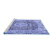 Sideview of Machine Washable Persian Blue Traditional Rug, wshtr4095blu