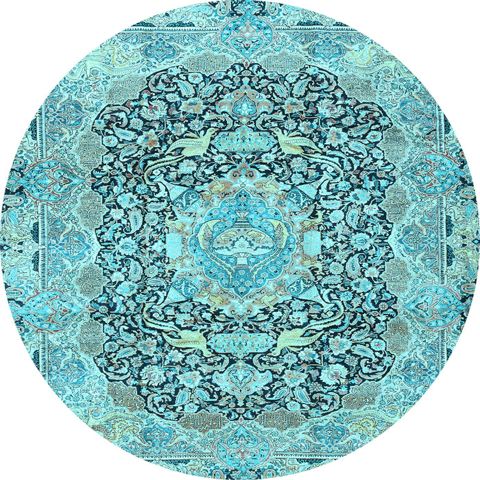 Round Persian Light Blue Traditional Rug, tr4095lblu