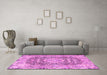 Machine Washable Persian Pink Traditional Rug in a Living Room, wshtr4095pnk