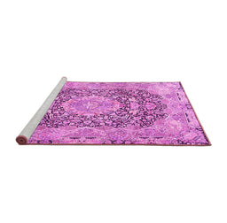 Sideview of Machine Washable Persian Pink Traditional Rug, wshtr4095pnk
