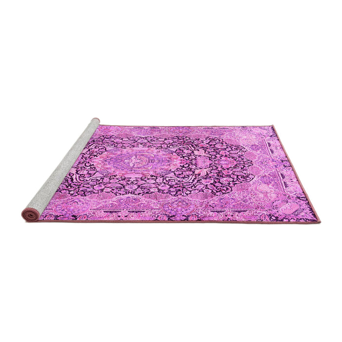 Sideview of Machine Washable Persian Pink Traditional Rug, wshtr4095pnk