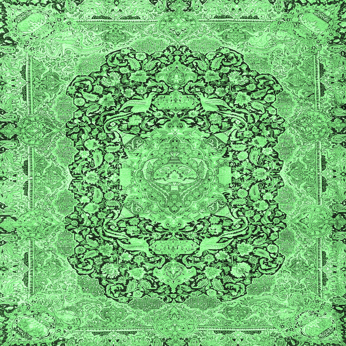 Square Persian Emerald Green Traditional Rug, tr4095emgrn