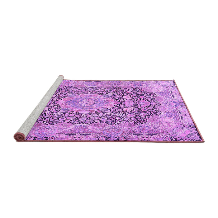 Sideview of Machine Washable Persian Purple Traditional Area Rugs, wshtr4095pur