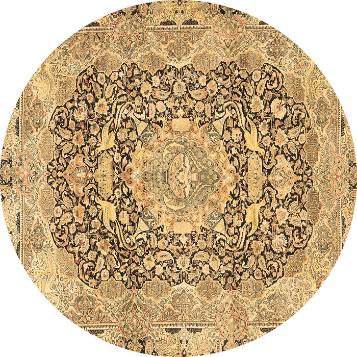 Round Machine Washable Persian Brown Traditional Rug, wshtr4095brn