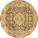 Round Persian Brown Traditional Rug, tr4095brn