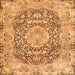 Round Machine Washable Persian Orange Traditional Area Rugs, wshtr4095org