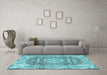 Machine Washable Persian Light Blue Traditional Rug in a Living Room, wshtr4095lblu