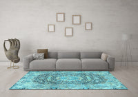 Machine Washable Persian Light Blue Traditional Rug, wshtr4095lblu