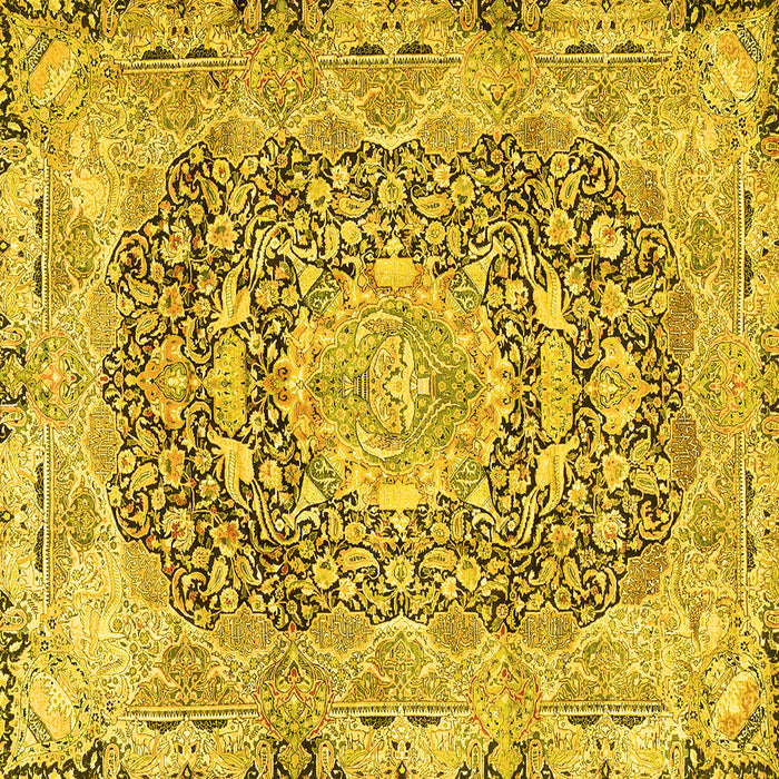 Square Machine Washable Persian Yellow Traditional Rug, wshtr4095yw