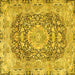 Square Machine Washable Persian Yellow Traditional Rug, wshtr4095yw