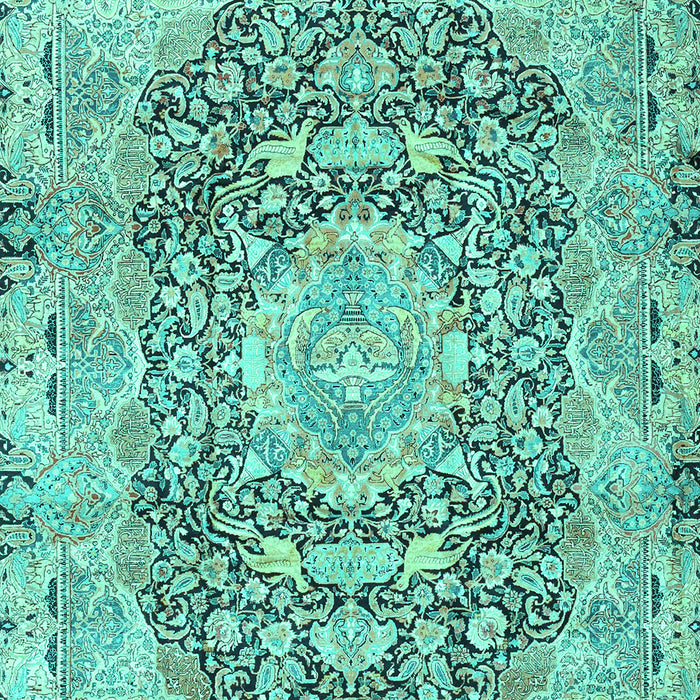 Machine Washable Persian Turquoise Traditional Area Rugs, wshtr4095turq