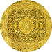 Round Persian Yellow Traditional Rug, tr4095yw