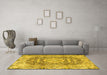 Machine Washable Persian Yellow Traditional Rug in a Living Room, wshtr4095yw