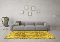 Machine Washable Persian Yellow Traditional Rug, wshtr4095yw