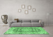 Machine Washable Persian Emerald Green Traditional Area Rugs in a Living Room,, wshtr4095emgrn