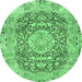 Round Persian Emerald Green Traditional Rug, tr4095emgrn