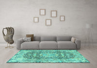 Machine Washable Persian Turquoise Traditional Rug, wshtr4095turq