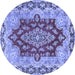 Round Machine Washable Persian Blue Traditional Rug, wshtr4096blu