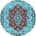 Round Persian Light Blue Traditional Rug, tr4096lblu