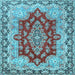 Square Machine Washable Persian Light Blue Traditional Rug, wshtr4096lblu