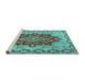 Sideview of Machine Washable Persian Turquoise Traditional Area Rugs, wshtr4096turq