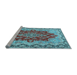 Sideview of Machine Washable Persian Light Blue Traditional Rug, wshtr4096lblu