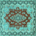 Square Machine Washable Persian Turquoise Traditional Area Rugs, wshtr4096turq