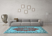 Machine Washable Persian Light Blue Traditional Rug, wshtr4096lblu