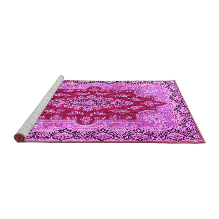 Sideview of Machine Washable Persian Pink Traditional Rug, wshtr4096pnk