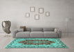 Machine Washable Persian Turquoise Traditional Area Rugs in a Living Room,, wshtr4096turq