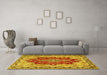 Machine Washable Persian Yellow Traditional Rug in a Living Room, wshtr4096yw