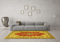 Machine Washable Persian Yellow Traditional Rug, wshtr4096yw