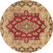 Round Persian Brown Traditional Rug, tr4096brn