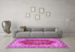 Machine Washable Persian Pink Traditional Rug in a Living Room, wshtr4096pnk