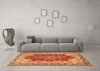 Machine Washable Persian Orange Traditional Rug, wshtr4096org