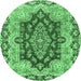 Round Persian Emerald Green Traditional Rug, tr4096emgrn